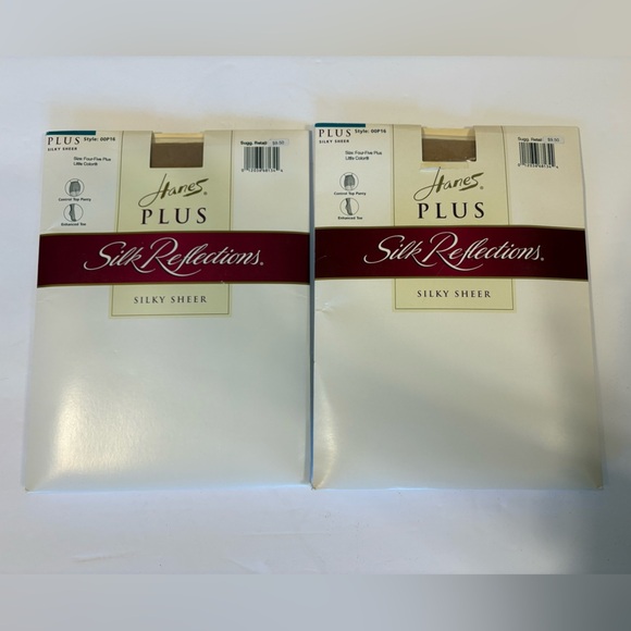 Hanes Silk Reflections Silky Sheer nylons pantyhose 2 packs Size 4/5 Plus NWT - Picture 5 of 5